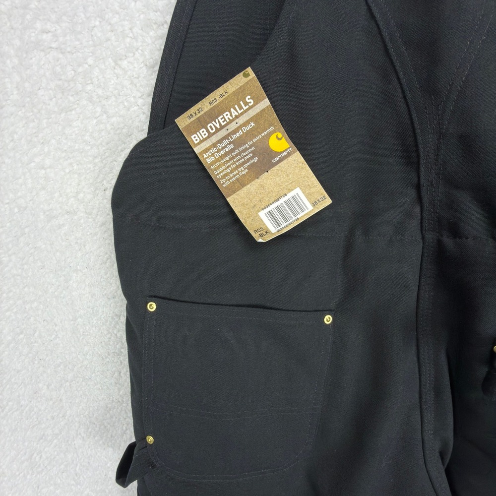 Carhartt Arctic Quilt Lined Bibs Overalls Mens 38x32 R03 BLK Black NWT NOS
